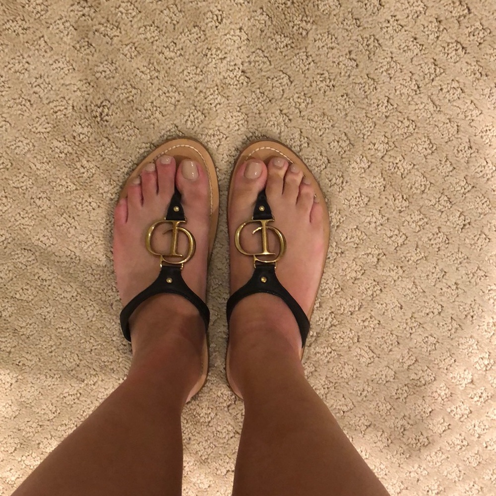 Dior Black and Gold Sandals